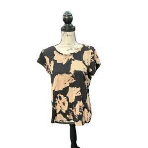 🖤 Cabi Abstract Floral Tee – Black & Tan – Size S